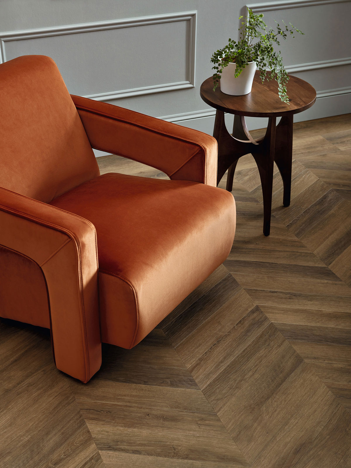 Furrowed Oak in Chevron | LVT Design flooring by Amtico